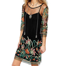 Load image into Gallery viewer, 2019 Sexy Summer Dress Women Floral Embroidery Sheer Mesh Spaghetti Strap Mini Dress Loose Casual Shirt Dress Plus Size Dress